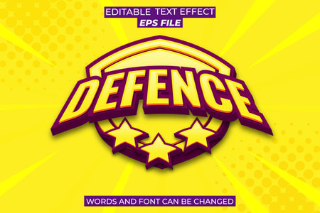defence text effect, font editable, typography, 3d text. vector templateのイラスト素材
