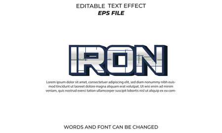iron text effect, font editable, typography, 3d text.のイラスト素材