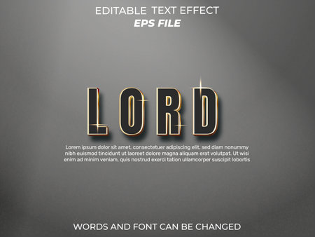 lord text effect, font editable, typography, 3d text. vector templateのイラスト素材