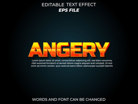 angery text effect, font editable, typography, 3d text. vector templateのイラスト素材