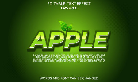 apple text effect, font editable, typography, 3d text. vector templateのイラスト素材