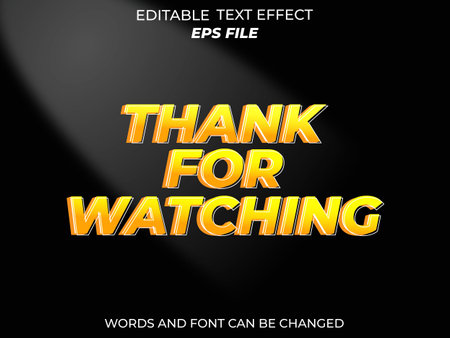 thank you for watching text effect, font editable, typography, 3d text. vector templateのイラスト素材