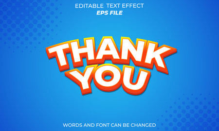 thank you text effect, font editable, typography, 3d text. vector templateのイラスト素材