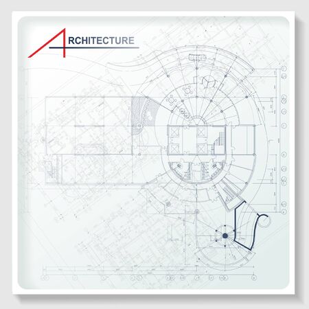 Architectural background  Part of architectural project, architectural plan, technical project, drawing technical letters, architect at work, architecture planning on paper, construction planのイラスト素材