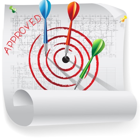 Architectural background with dart  Part of architectural project, architectural plan, technical project, drawing technical letters, architecture planning on paper, construction planのイラスト素材
