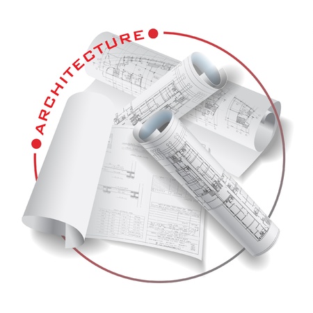 Engineering symbol with rolls of drawings  clip-artのイラスト素材