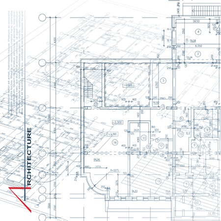 Architectural background  Part of architectural project, architectural plan, technical project, drawing technical letters, architecture planning on paper, construction planのイラスト素材