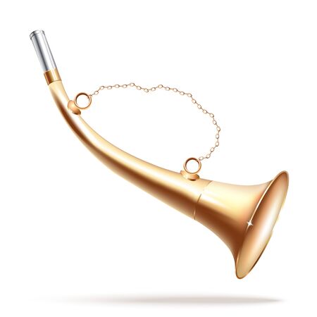 Musical background series - Traditional hunting horn, isolated on white backgroundのイラスト素材