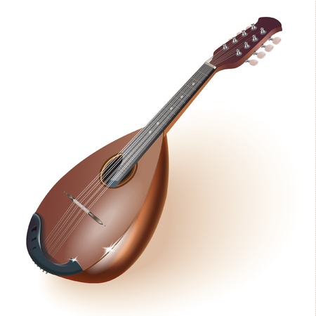 Musical series - Traditional Neapolitan mandoline, isolated on white background  Fully editableのイラスト素材