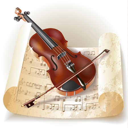 Musical series - Classical violin with notes in retro styleのイラスト素材