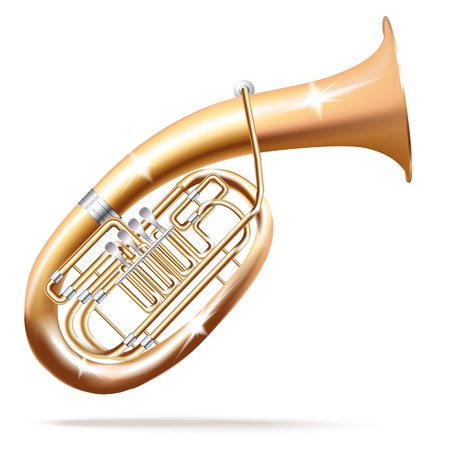 Musical series - Classical Wagner tuba, isolated in white backgroundのイラスト素材