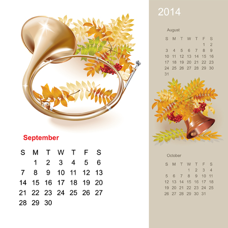 Colorful cute calendar for 2014 with musical design elementsのイラスト素材