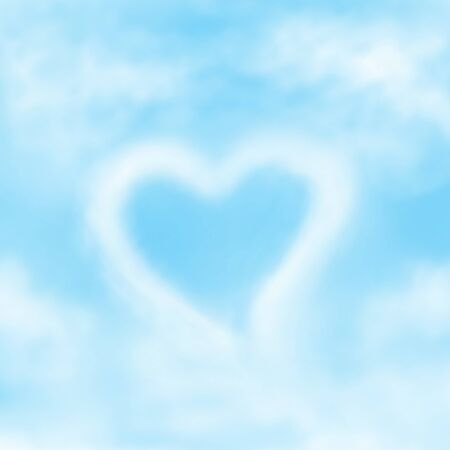 Clouds shaped illustration as Heart on sky backgroundの写真素材