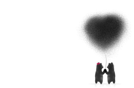 Bears and hearts that gradually crumble into dustの写真素材