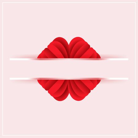 love greeting card or Paper elements in shape of flower on pink background.のイラスト素材
