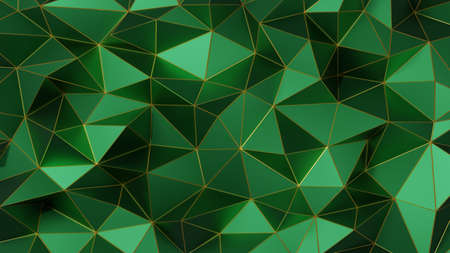 Abstract polygonal pattern luxury dark green with gold