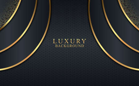 Abstract luxury background with golden element. Creative illustration for poster, web, landing, page, cover, ad, greeting, card, promotion.のイラスト素材