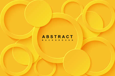 Abstract Background with 3d circle yellow papercut layerのイラスト素材