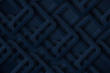 Abstract 3d background with geometric shapes dark blue papercut.