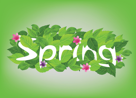 Vector - Spring sale green leaves with Flowers. Vector Illustration.のイラスト素材