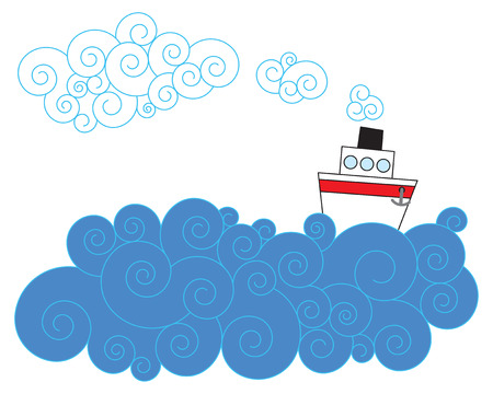 Illustration of a ship at seaのイラスト素材