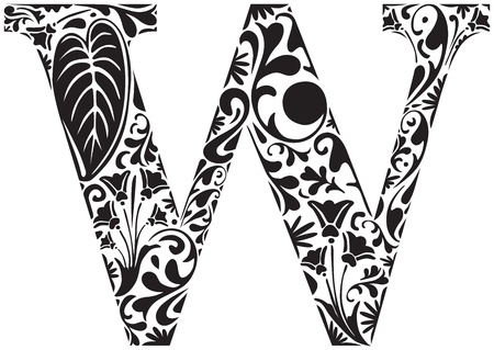 Floral initial capital letter Wのイラスト素材
