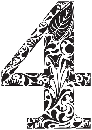Number four made of floral elementsのイラスト素材