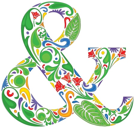 Colorful ampersand made of floral elementsのイラスト素材