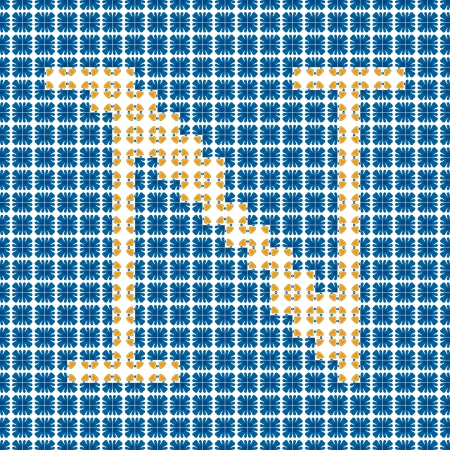 Capital letter N made of Portuguese tilesのイラスト素材