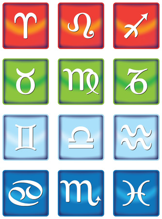 Set of twelve illustrated zodiac signsのイラスト素材