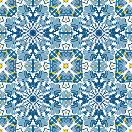 Seamless pattern illustration in traditional style - like Portuguese tiles