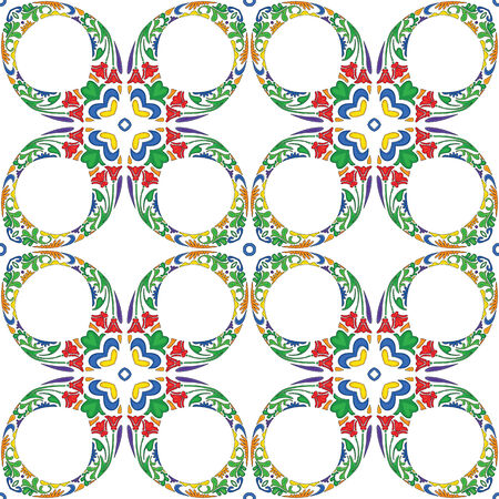 Seamless pattern illustration in traditional style - like Portuguese tilesのイラスト素材