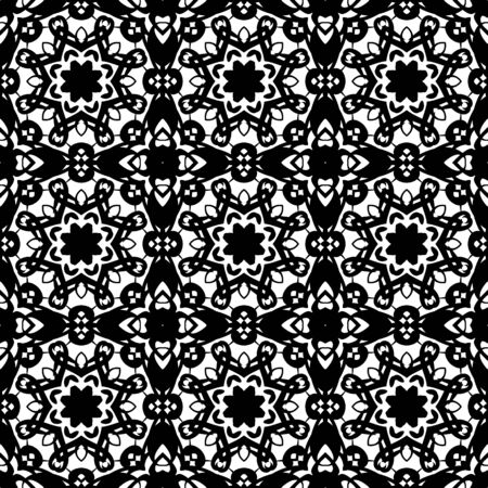 Seamless pattern illustration in traditional style - like Portuguese tiles - in black and whiteのイラスト素材