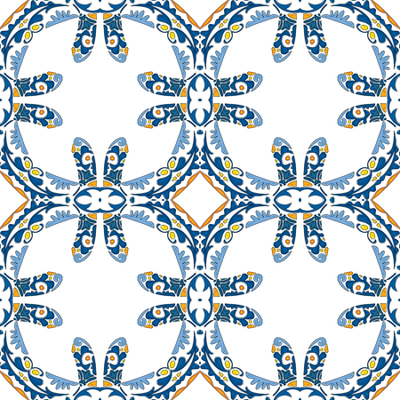 Seamless pattern illustration in traditional style - like Portuguese tilesのイラスト素材