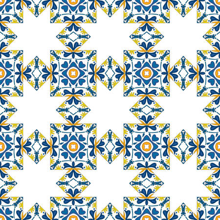 Seamless pattern illustration in traditional style - like Portuguese tiles