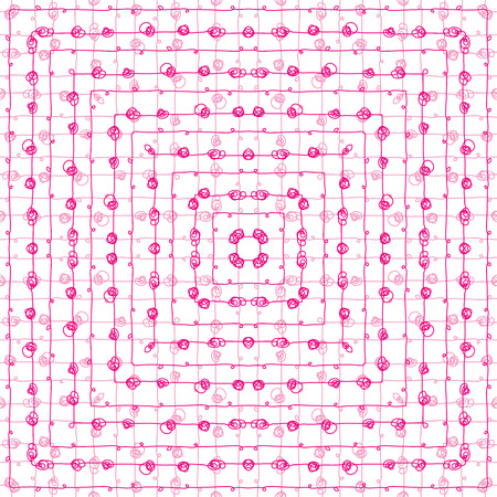 Seamles illustrated pattern in pink and whiteのイラスト素材