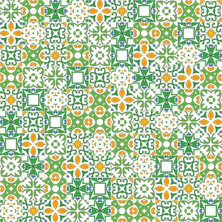 Seamless pattern illustration in traditional style - like Portuguese tilesのイラスト素材