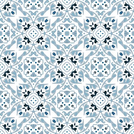 Seamless pattern illustration in traditional style - like Portuguese tilesのイラスト素材