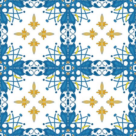 Seamless pattern illustration in traditional style - like Portuguese tilesのイラスト素材