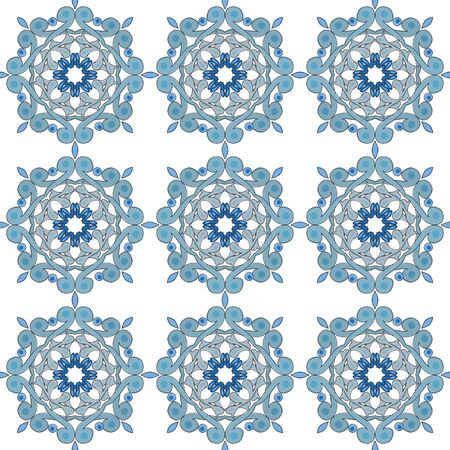 Seamless pattern illustration in traditional style - like Portuguese tilesのイラスト素材