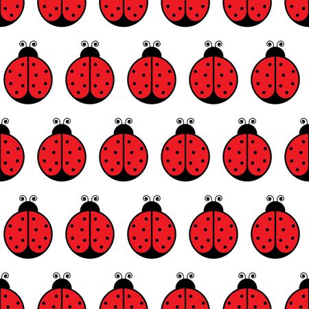 Seamless pattern made of illustrated ladybugs on white backgroundのイラスト素材