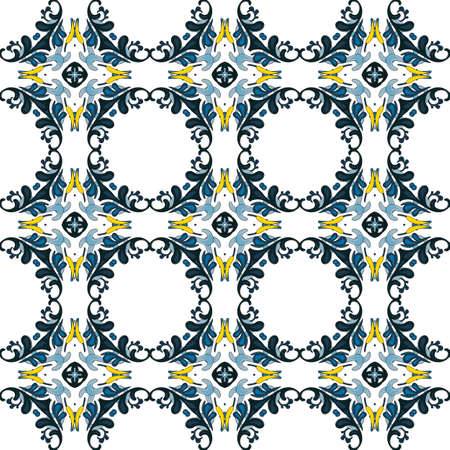 Seamless pattern illustration in traditional style - like Portuguese tilesのイラスト素材