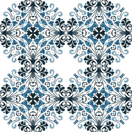 Seamless pattern illustration in traditional style - like Portuguese tilesのイラスト素材