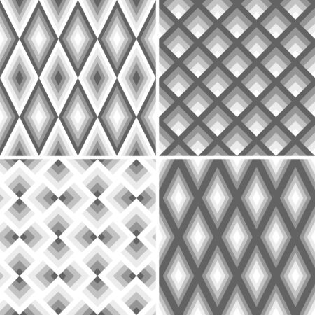Set of four seamless illustrated geometrical patternsのイラスト素材