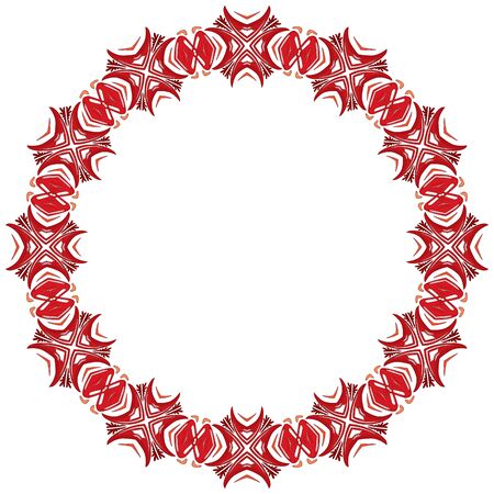 Decorative illustrated circle frame made of red elementsのイラスト素材