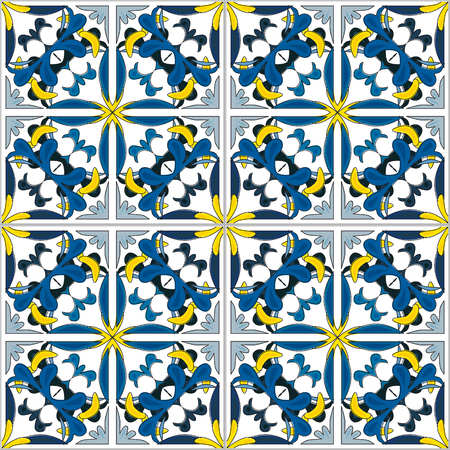 Seamless pattern illustration in traditional style - like Portuguese tilesのイラスト素材