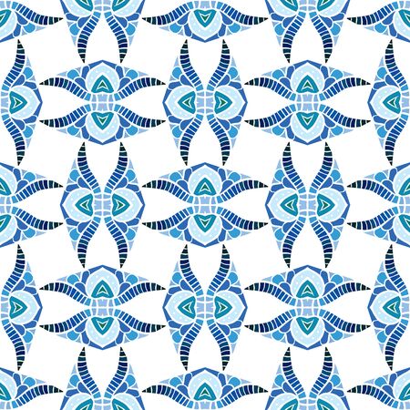Seamless illustrated pattern made of abstract blue elementsのイラスト素材
