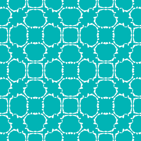 Seamless illustrated pattern made of abstract white elements on turquoise  backgroundのイラスト素材