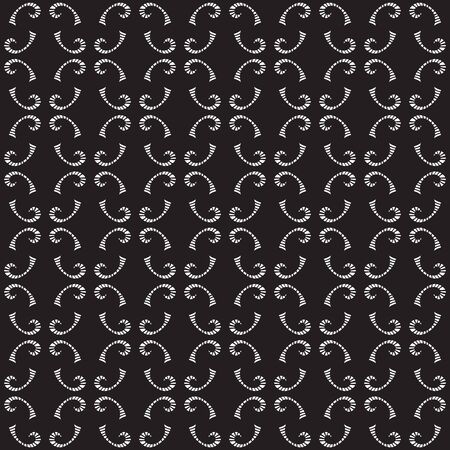 Seamless illustrated pattern made of abstract elements on black