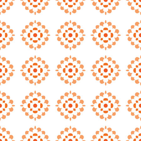 Seamless illustrated pattern made of abstract orange elements on whiteのイラスト素材